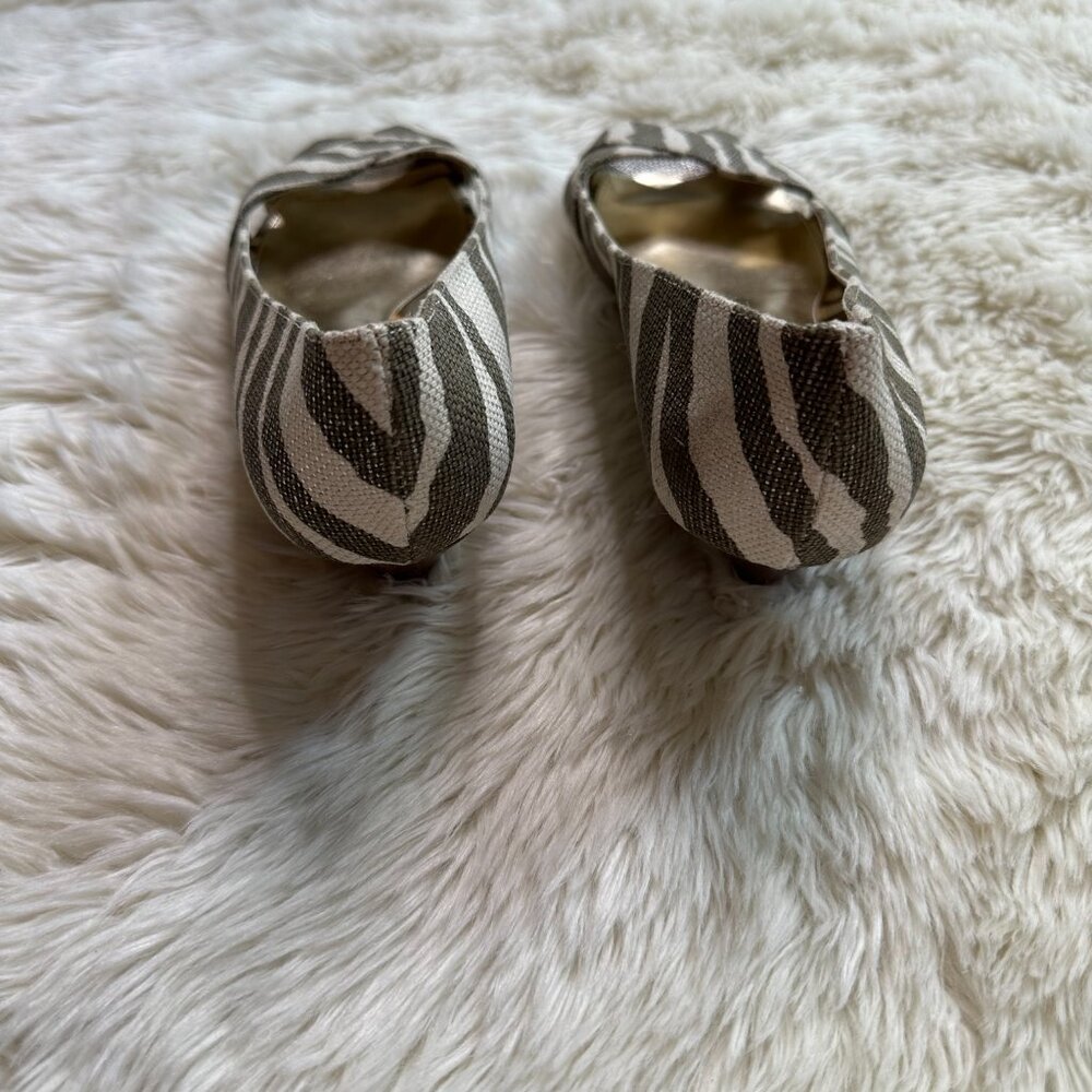 Lauren Ralph Lauren Zebra Canvas Printed Open Toe Wedge Women's 6B - Picture 4 of 6